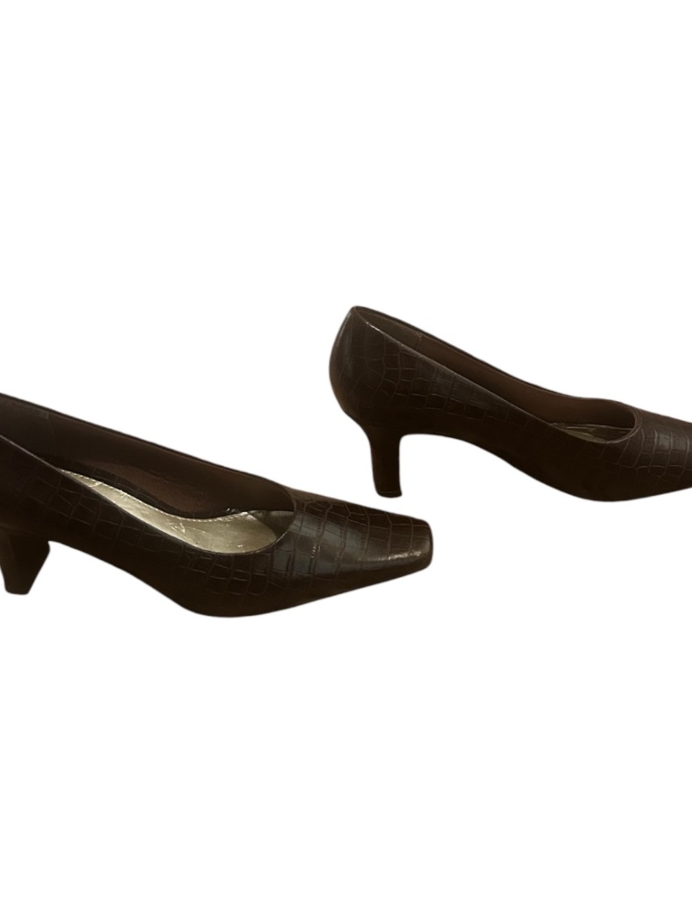 Easy Street Brown Faux Snake Skin Printed Mid Heel-Size 9.5